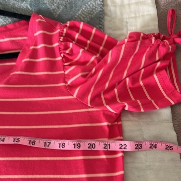 NWOT Talbots Women’s Pink And White Striped V-Neck Tee Size Plus X. - Picture 4 of 6